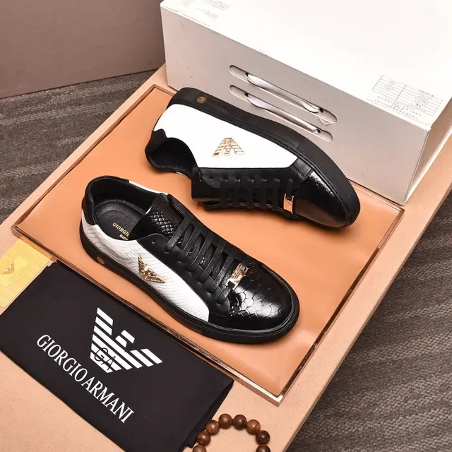 Emporio Armani Eagle Logo Chaussures lifestyle en cuir de serpent bicolore 8