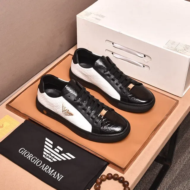 Emporio Armani Eagle Logo Chaussures lifestyle en cuir de serpent bicolore 9