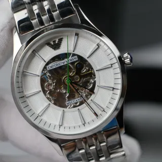 Emporio Armani Meccanico Skeleton White Dial Mechanical Watch