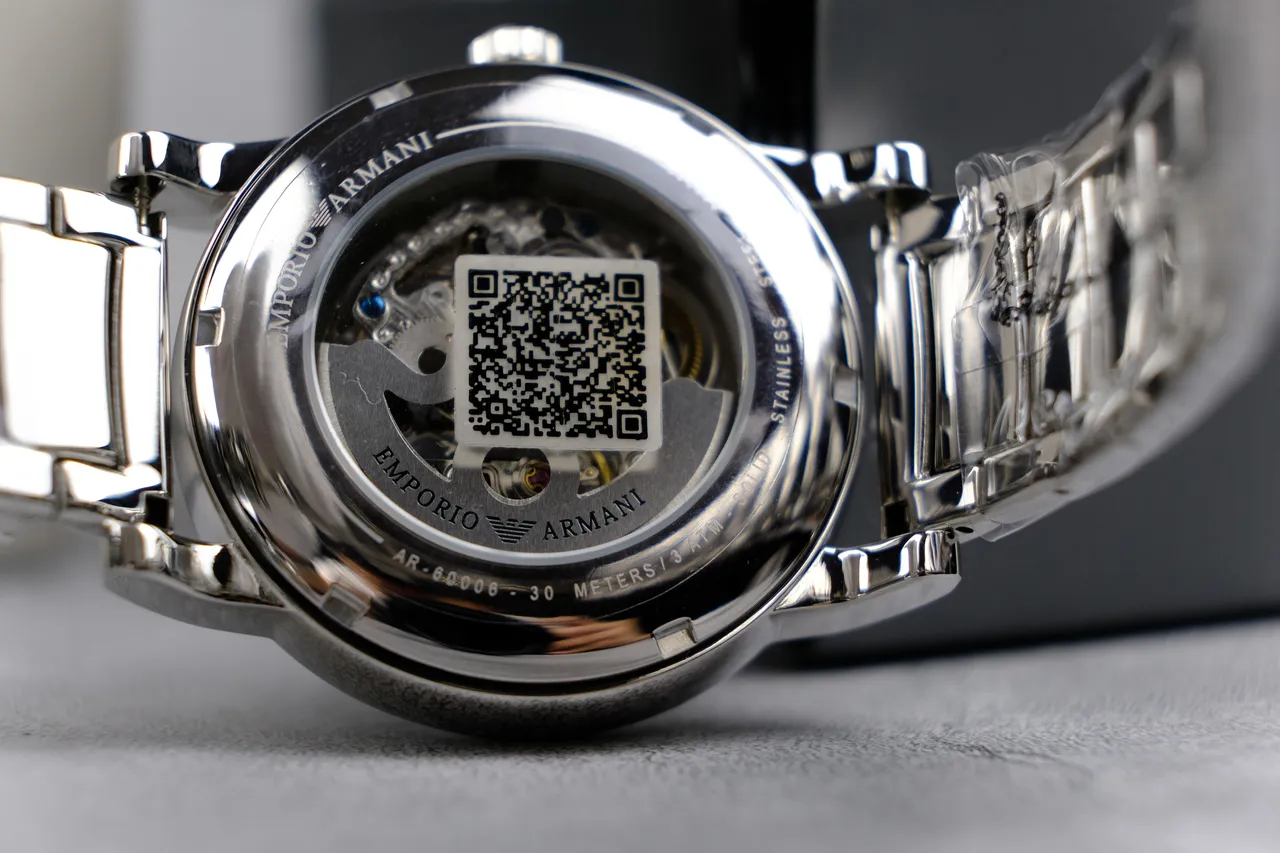 Emporio Armani Meccanico Skeleton White Dial Mechanical Watch 2