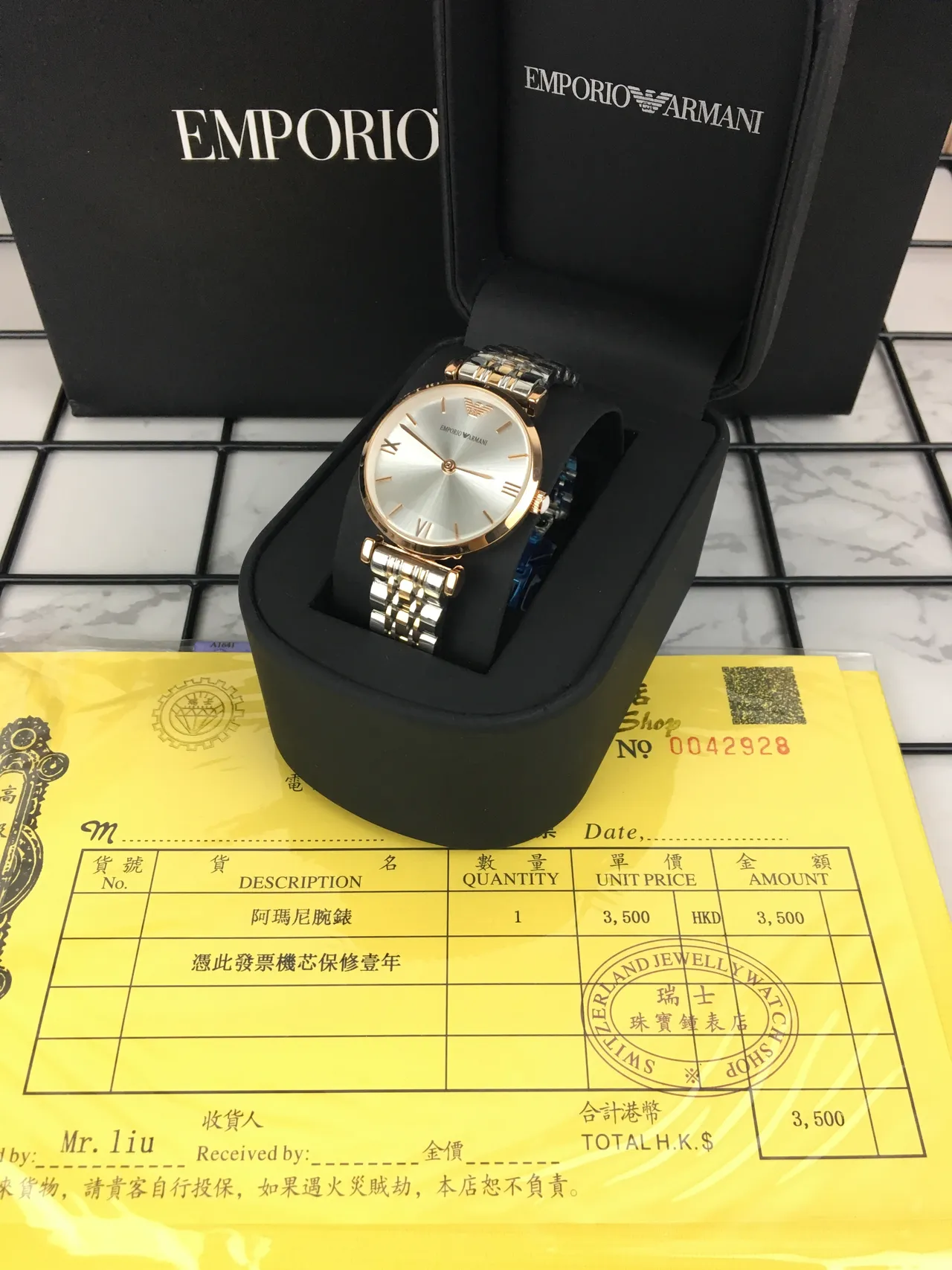 Emporio Armani Relógio Prata Dourado Caso Redondo Disco Sunray Quartzo 2