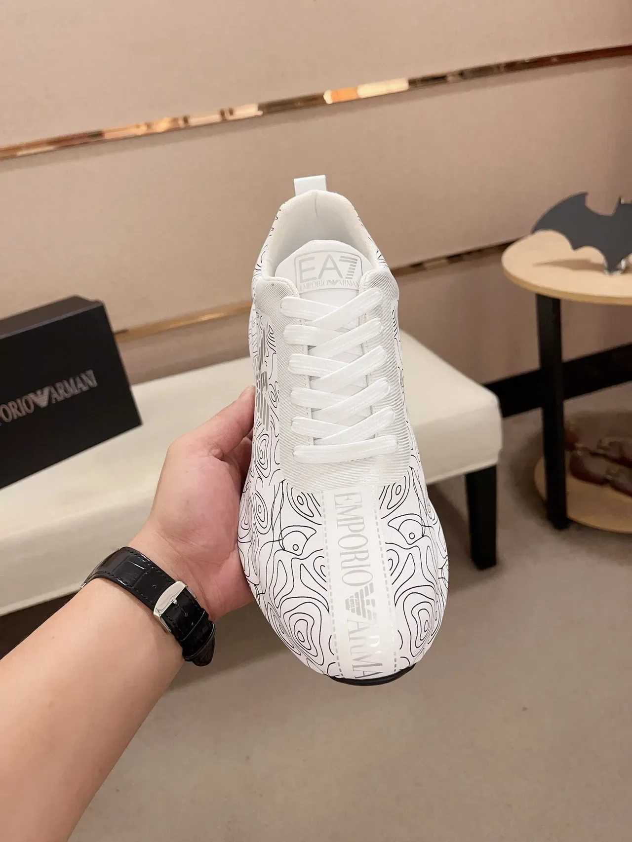 Emporio Armani Topographic Print White Lifestyle Sneakers 3