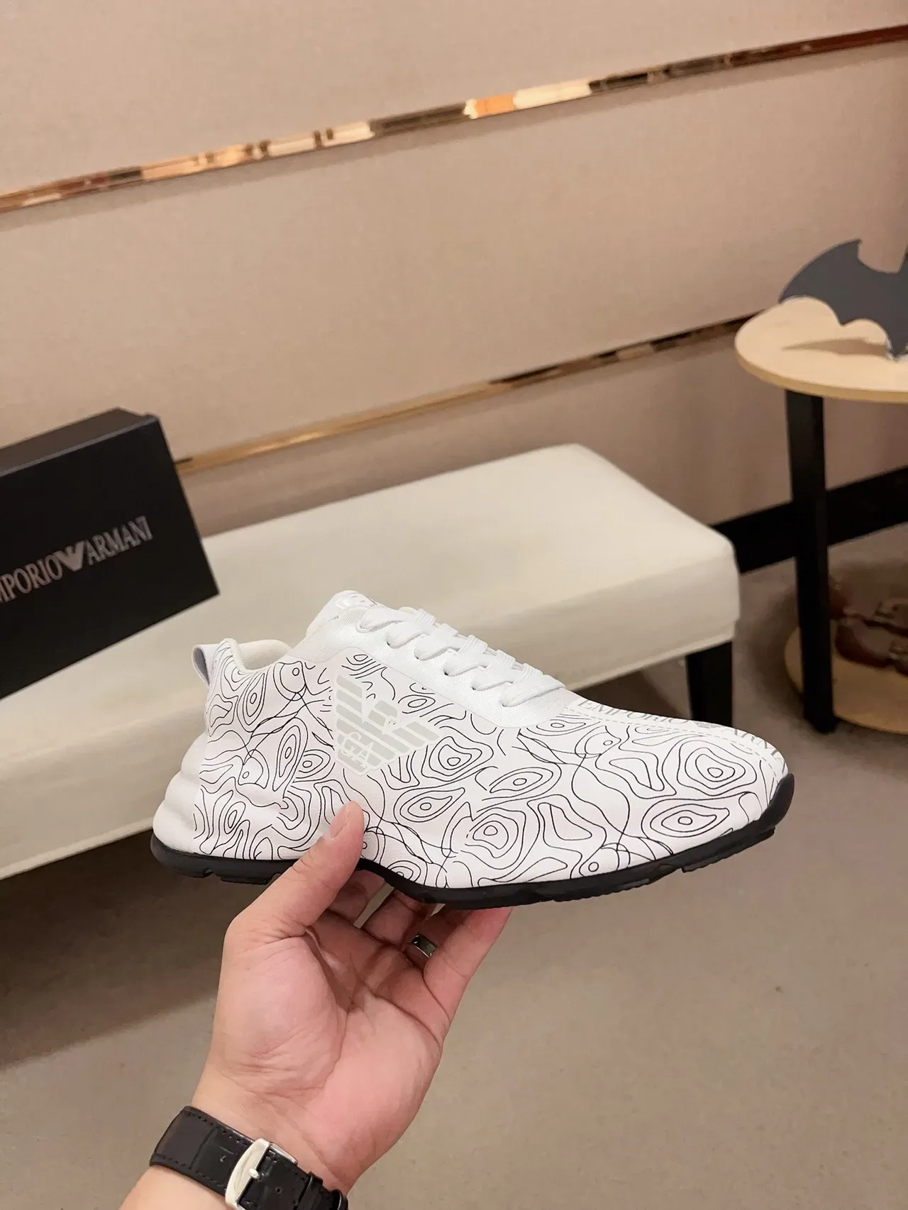 Emporio Armani Topographic Print White Lifestyle Sneakers 5