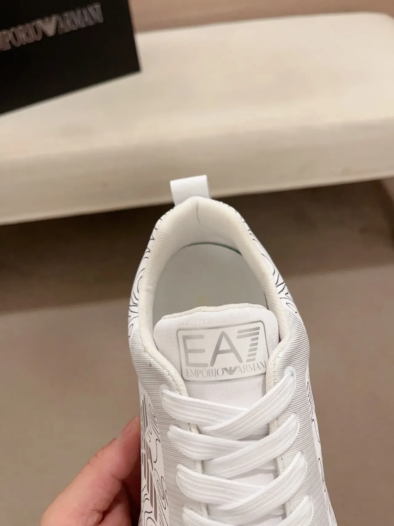 Emporio Armani Topographic Print White Lifestyle Sneakers 7