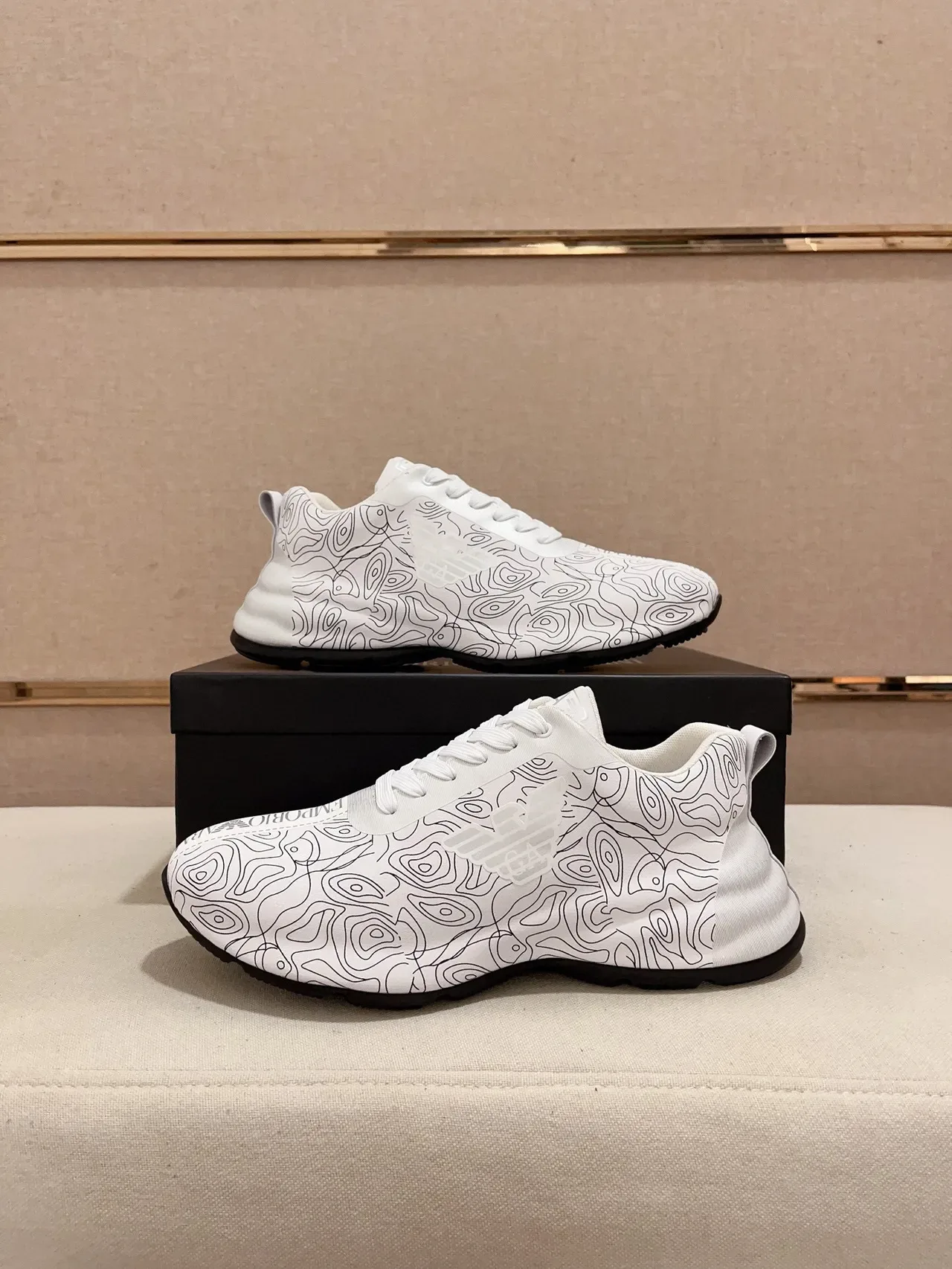 Emporio Armani Topographic Print White Lifestyle Sneakers 8