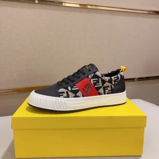 Fendi Black Red FF Monogram Print Logo Stripe Lifestyle Sneakers