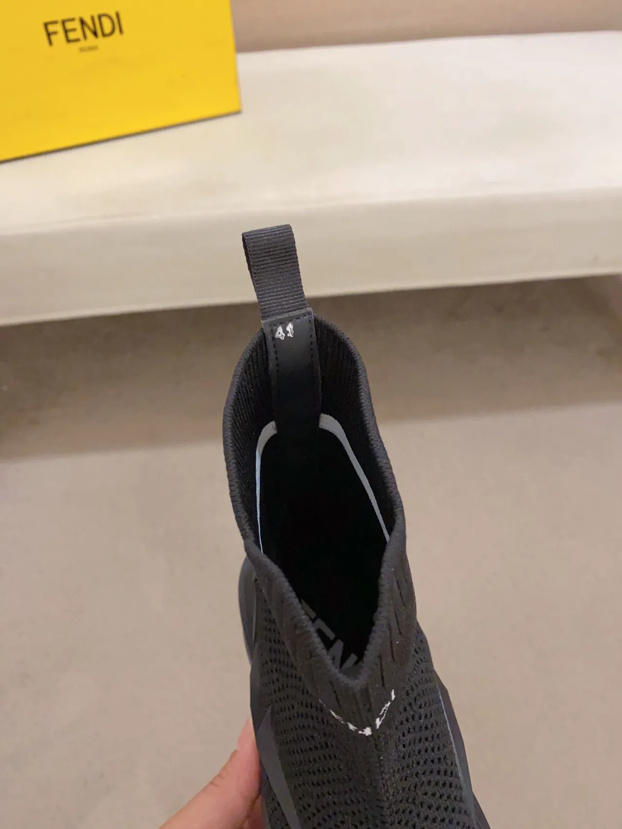 Fendi Sneakers Chunky noires à collet de chaussette en maille sculptée semelle multi-densité 5