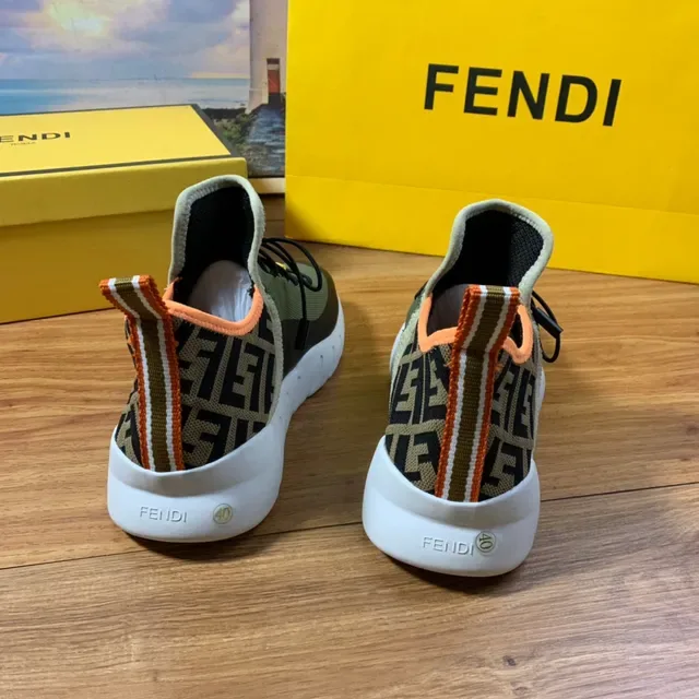 Fendi Black Yellow Knit Upper High-Top Sock-Like Collar Sneakers 13