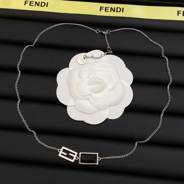 Fendi FF Logo Black Silver Geometric Rectangular Earrings 5