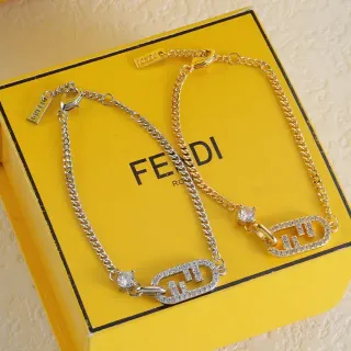 Fendi FF Logo Pavé Crystal Chain Bracelet