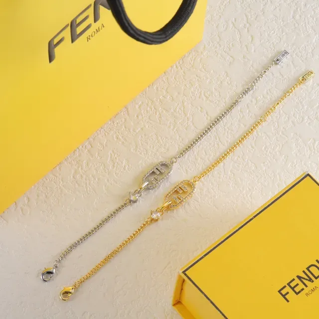 Bracelet Chaîne Fendi FF Logo Cristaux Pavé 2