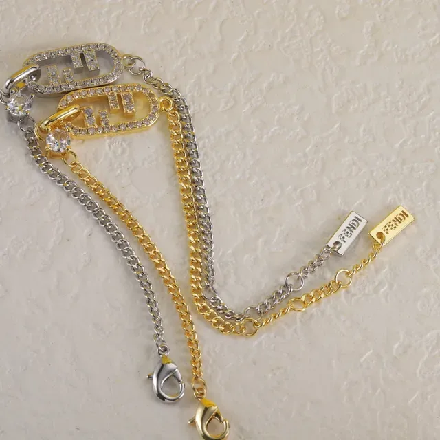 Bracelet Chaîne Fendi FF Logo Cristaux Pavé 3