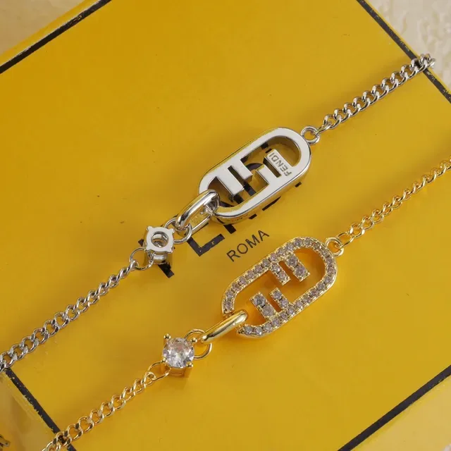 Bracelet Chaîne Fendi FF Logo Cristaux Pavé 4