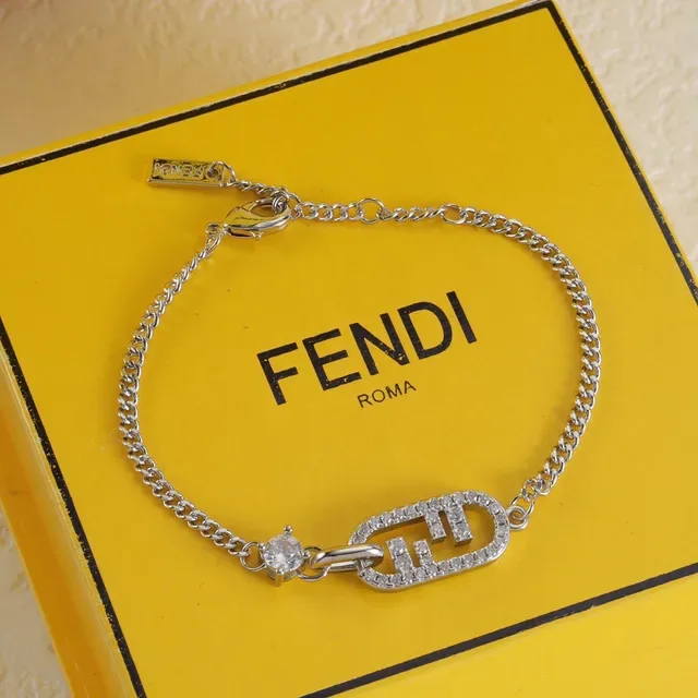 Bracelet Chaîne Fendi FF Logo Cristaux Pavé 5
