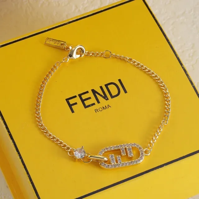 Bracelet Chaîne Fendi FF Logo Cristaux Pavé 6