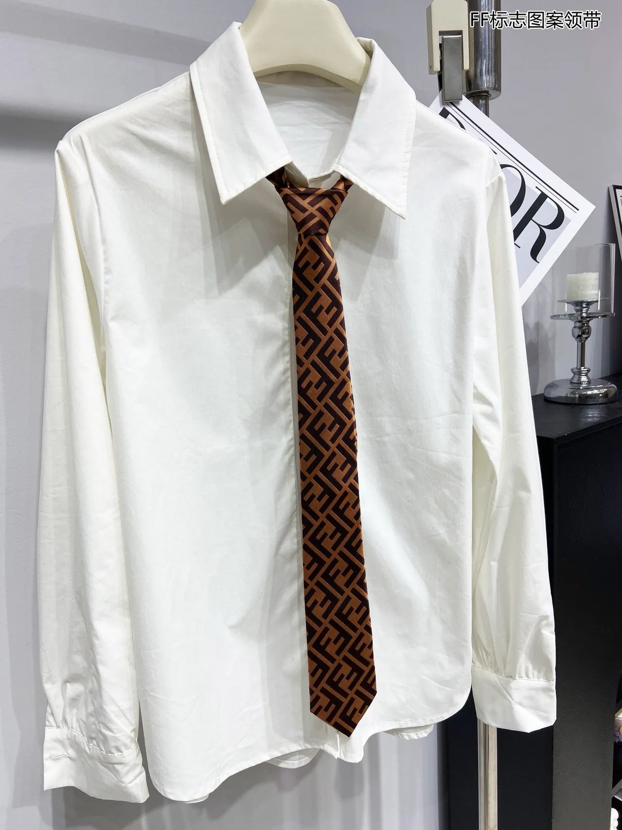 Fendi FF Monogram Brown and Tan Necktie 8