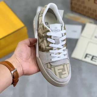 Fendi FF Monogram Jacquard and Suede Low-Top Lifestyle Sneakers