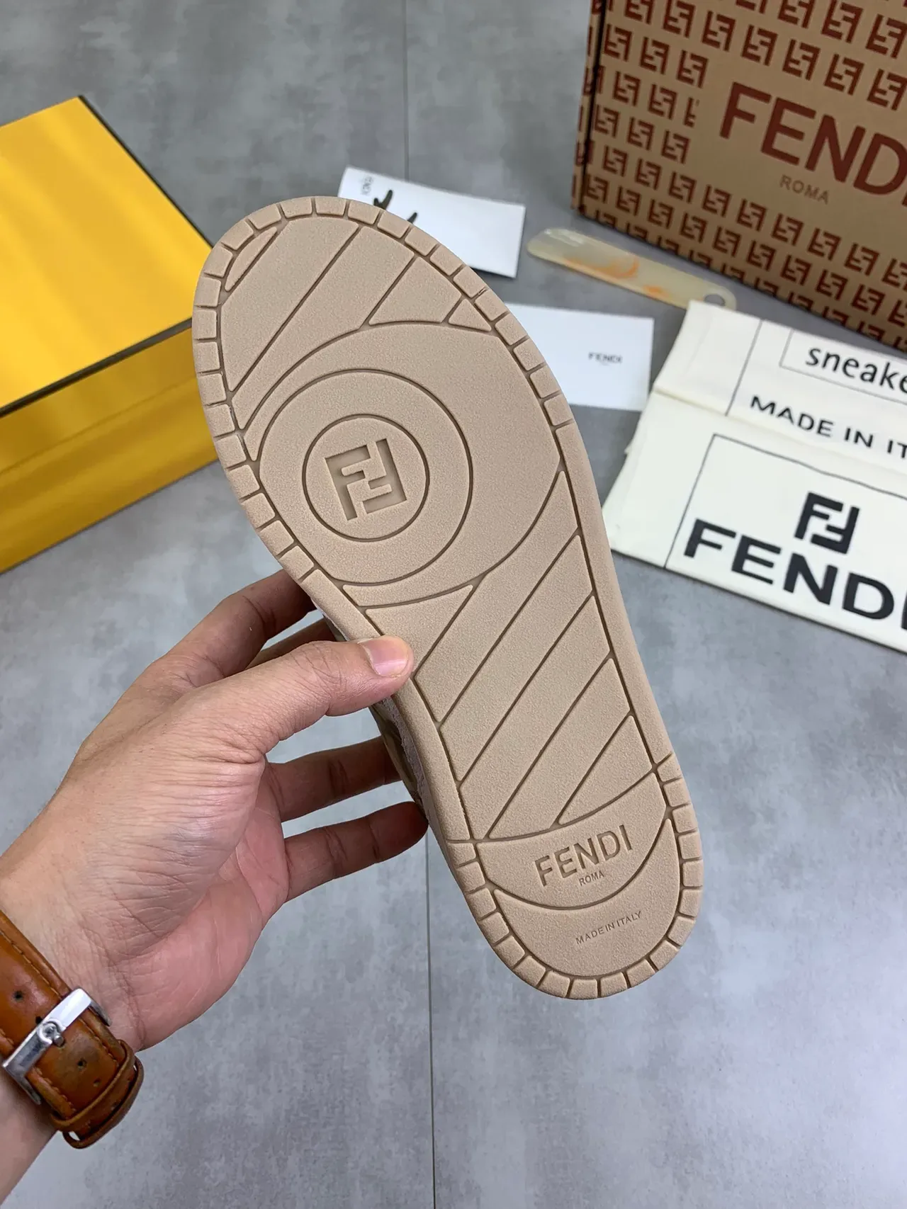 Fendi FF Monogram Jacquard and Suede Low-Top Lifestyle Sneakers 3