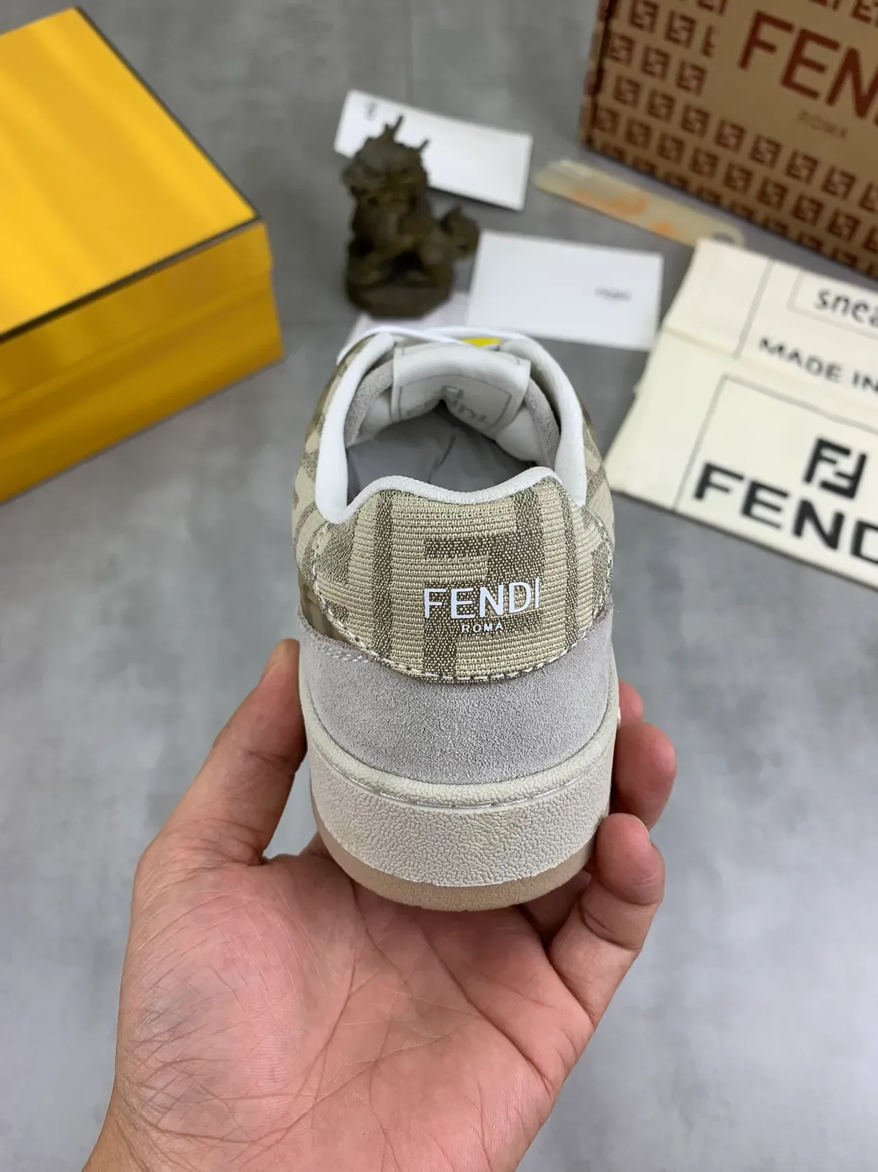 Fendi FF Monogram Jacquard and Suede Low-Top Lifestyle Sneakers 4