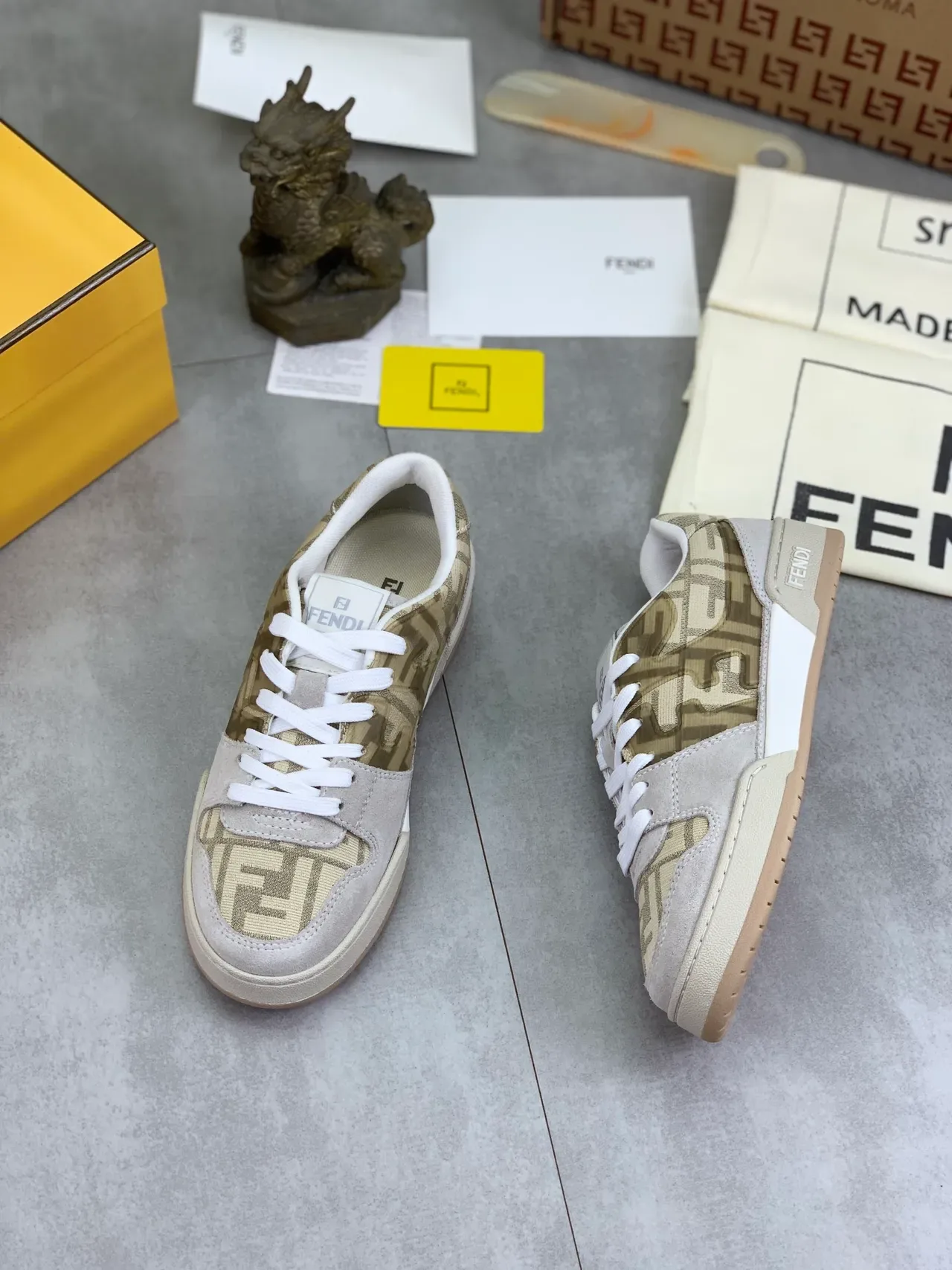 Fendi FF Monogram Jacquard and Suede Low-Top Lifestyle Sneakers 5