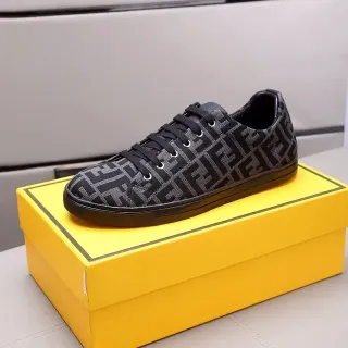 Fendi FF Monogram Sneaker Black Gray Monogrammed Textile Upper Cupsole Lifestyle Sneakers