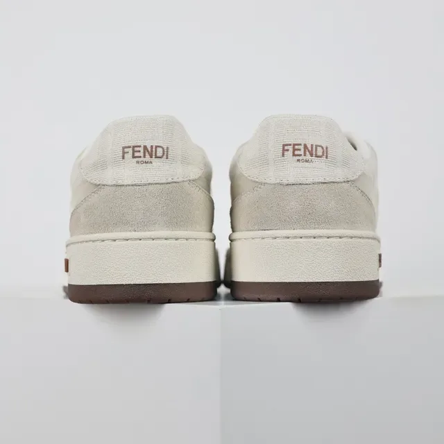 Fendi First Beige Brown Layered Textile And Suede Upper Tonal FF Motif Overlay Lifestyle Sneakers 8