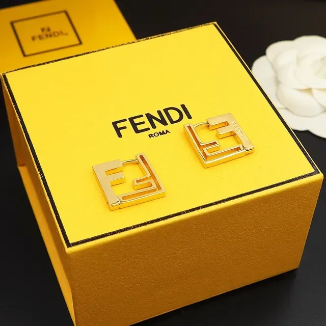 Boucles d'oreilles à créoles Fendi Forever FF Logo en métal doré 2