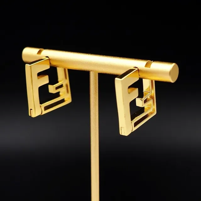 Boucles d'oreilles à créoles Fendi Forever FF Logo en métal doré 6