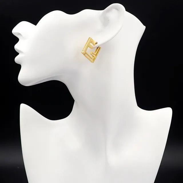 Boucles d'oreilles à créoles Fendi Forever FF Logo en métal doré 8