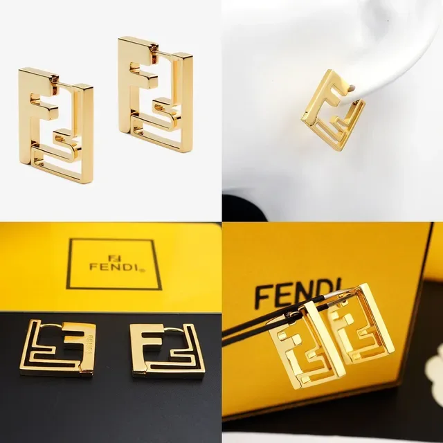 Boucles d'oreilles à créoles Fendi Forever FF Logo en métal doré 9