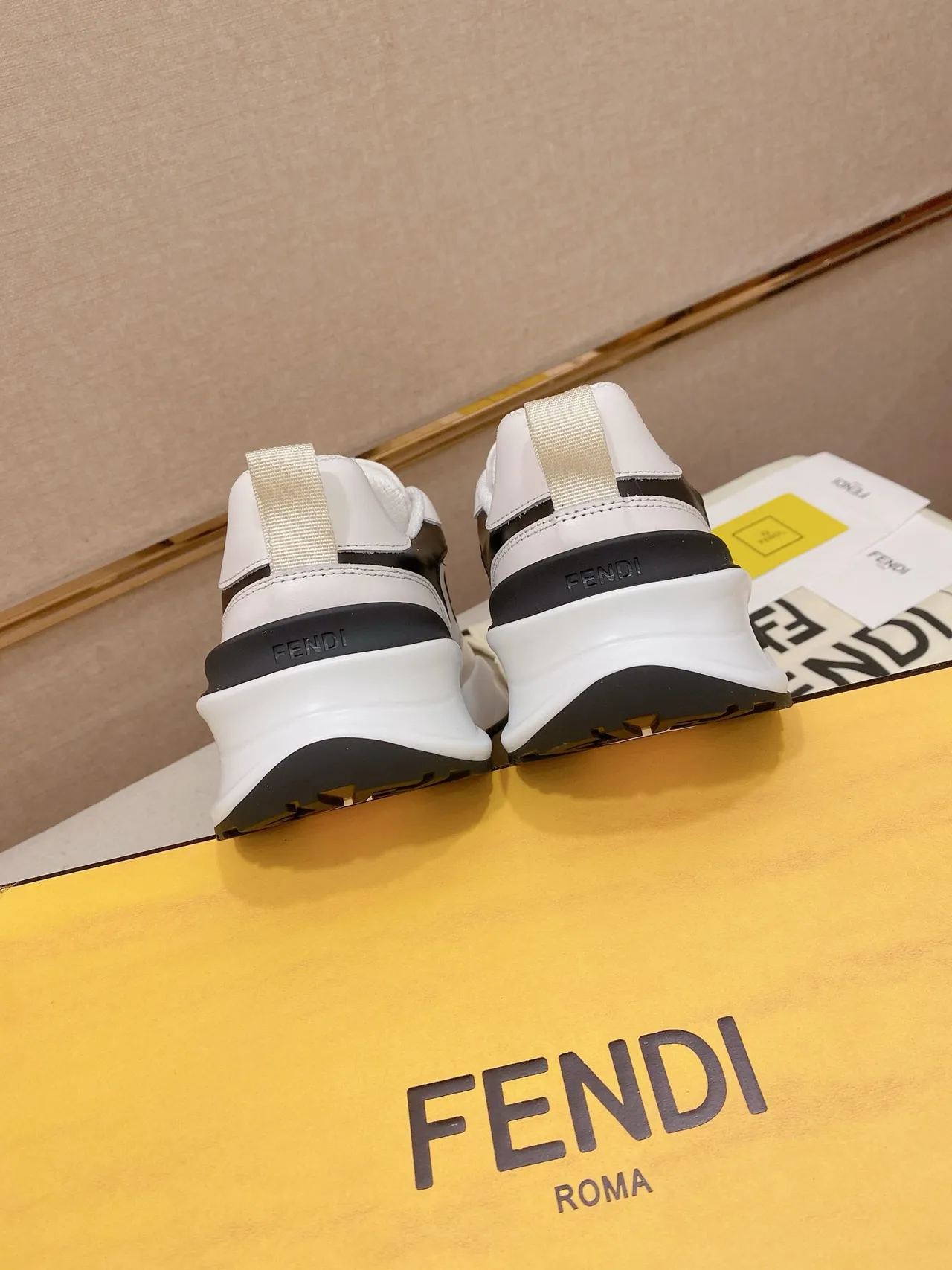 Fendi Runner White and Black Chunky Sneakers 3