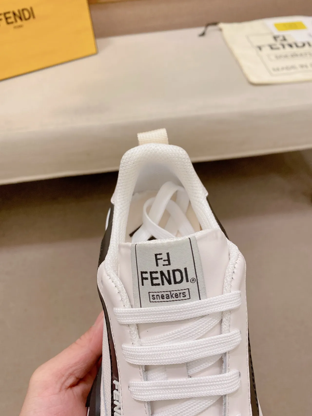 Fendi Runner White and Black Chunky Sneakers 4