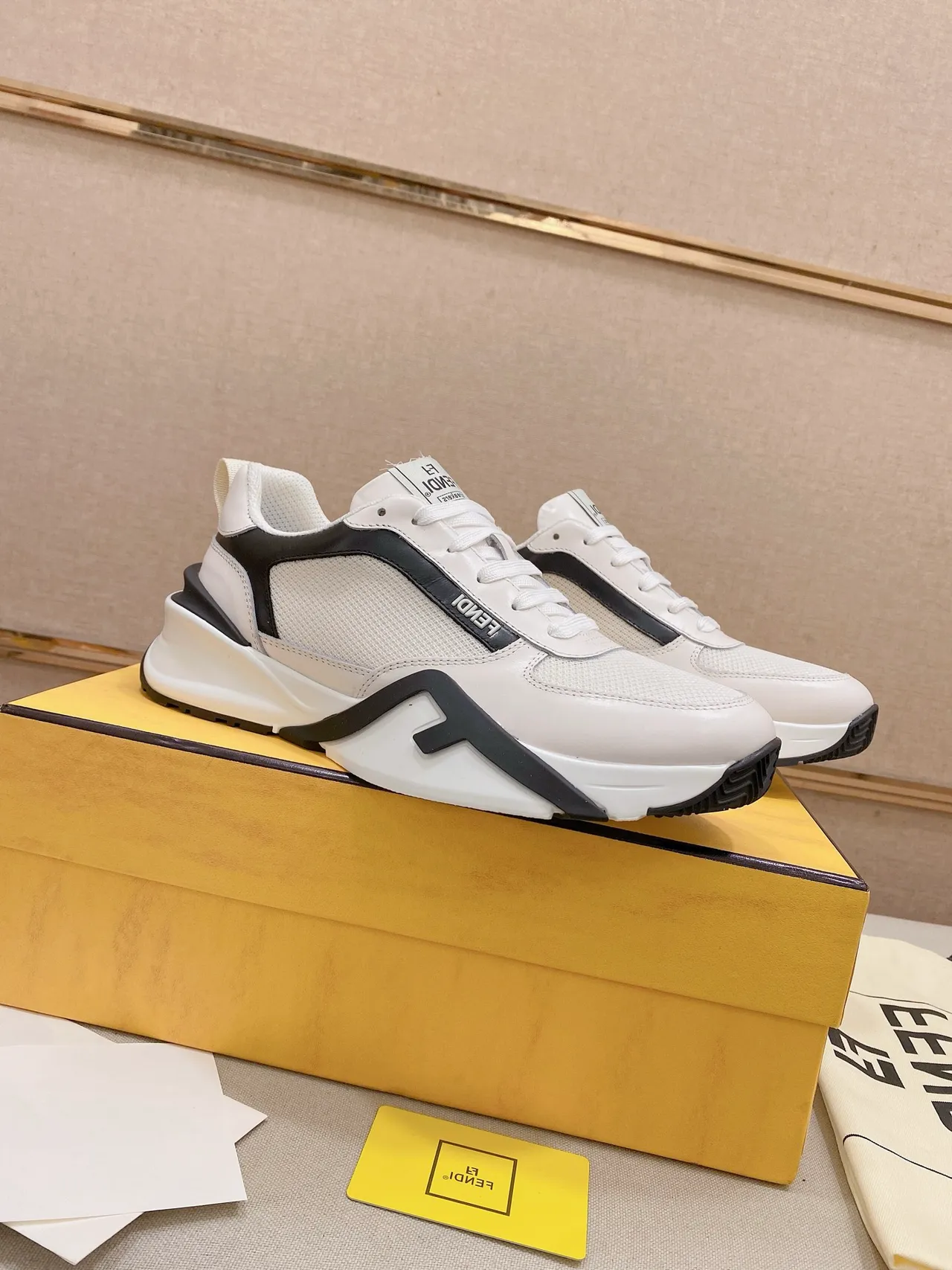 Fendi Runner White and Black Chunky Sneakers 5