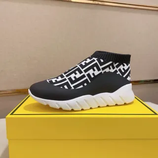 Fendi Speed Trainer Black and White FF Monogram Lifestyle Sneakers