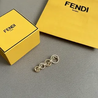 Fendi Triple FF Logo Pavé Gold-Tone Earrings