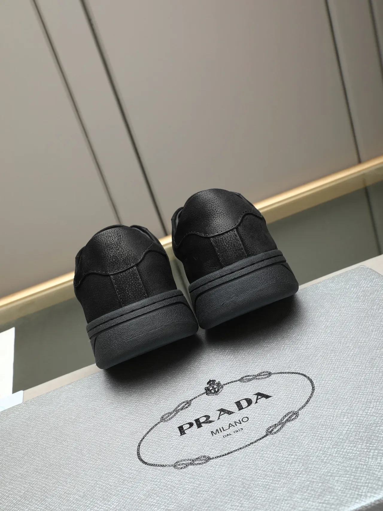All-Black Textured Leather Low-Top Lifestyle Sneaker 3