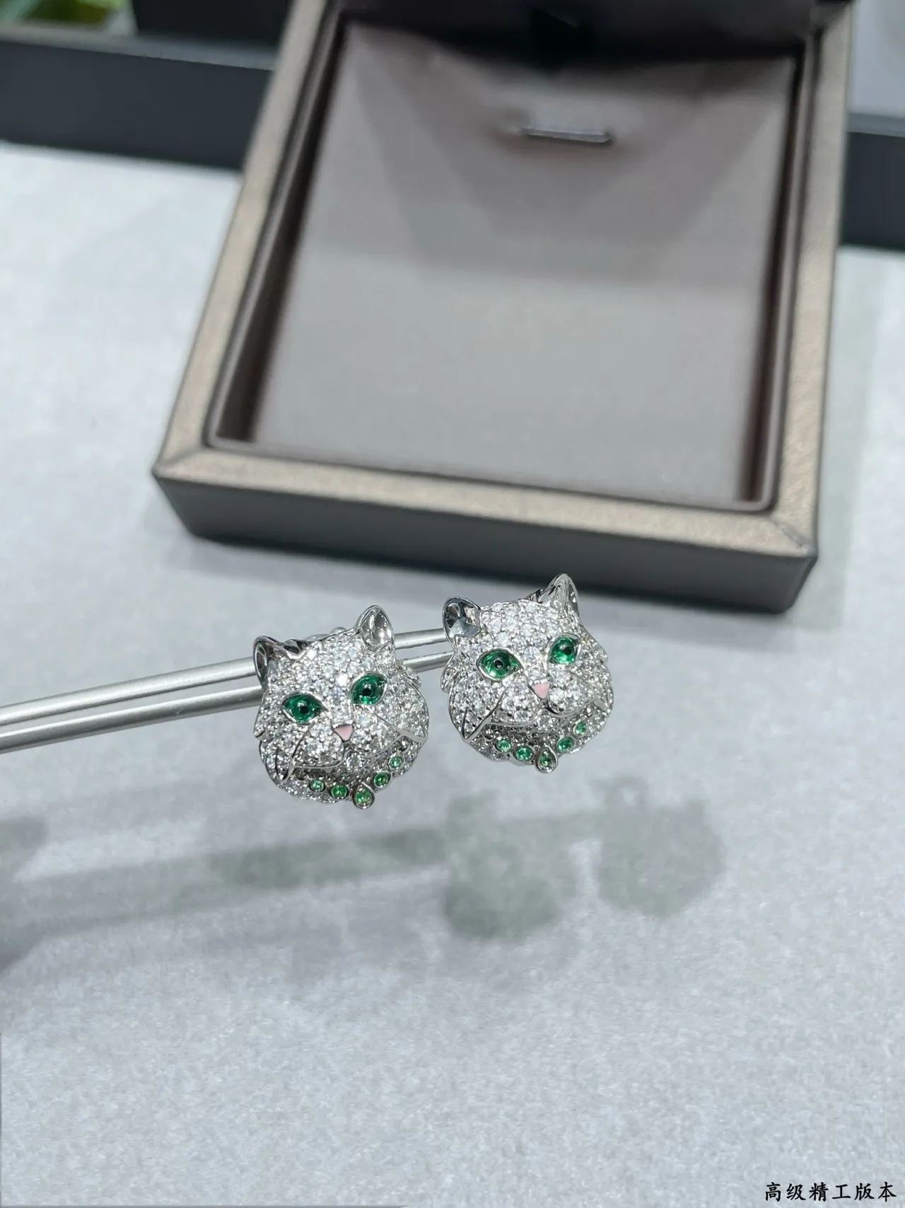 Animal-Head Pave-Stone Stud Earrings 3