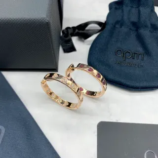 apm Monaco Gold Pink Rose Hoops Heart-Shaped Gem Accents Earrings