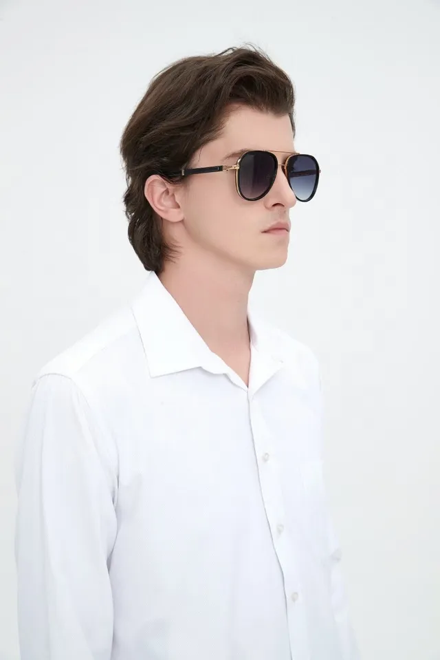 Aviator-Style Gradient Lens Sunglasses 8