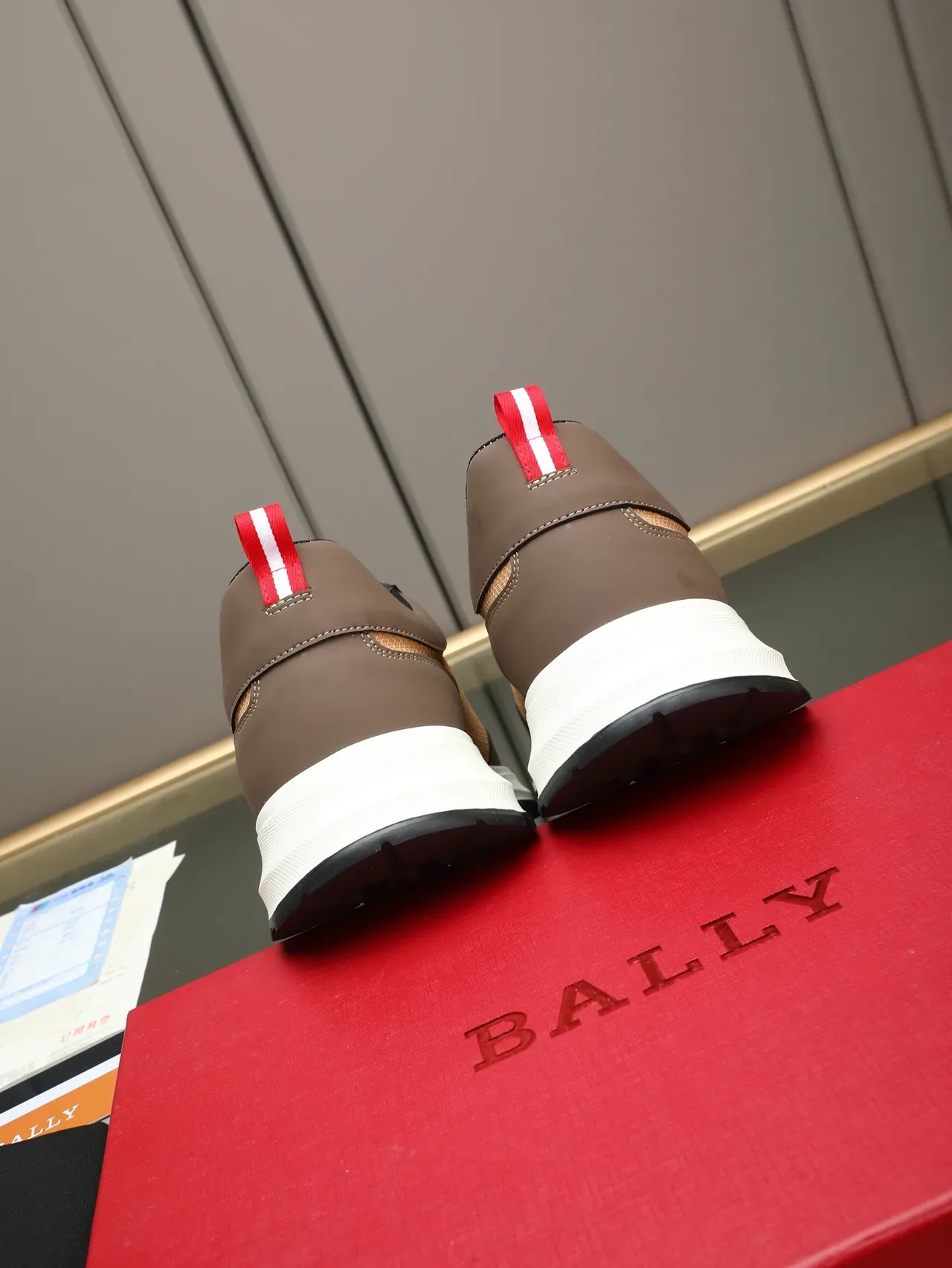Bally Brown Beige Mixed-Material Upper Striped Side Panel Lifestyle Sneakers 3