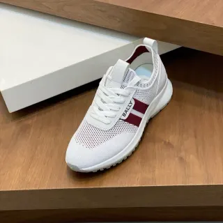 Bally Blanco Burdeos Malla Transpirable Superior Bajo Cordones Lifestyle Sneakers