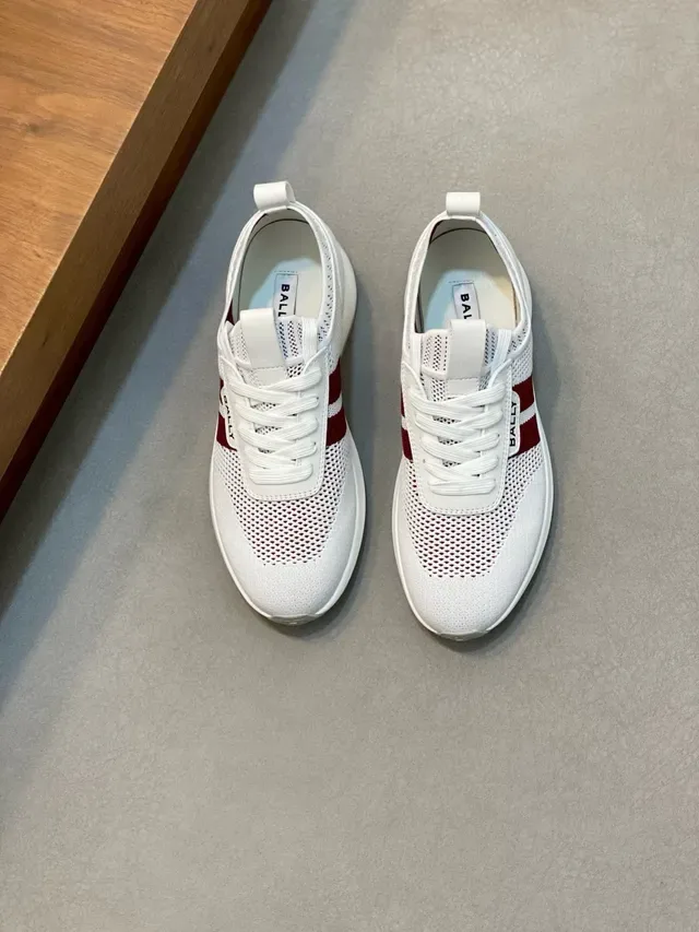 Bally White Burgundy Breathable Mesh Upper Low-Top Lace-Up Lifestyle Sneakers 2
