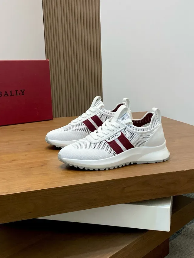 Bally White Burgundy Breathable Mesh Upper Low-Top Lace-Up Lifestyle Sneakers 4