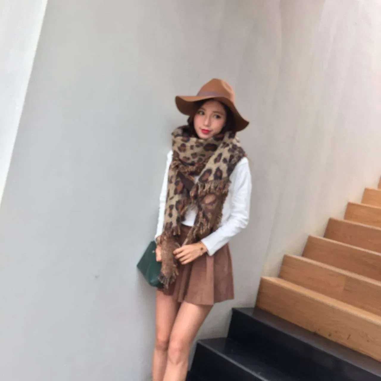Beige Brown Knitted Leopard Print Scarve 3