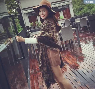 Beige Brown Knitted Leopard Print Scarve 6
