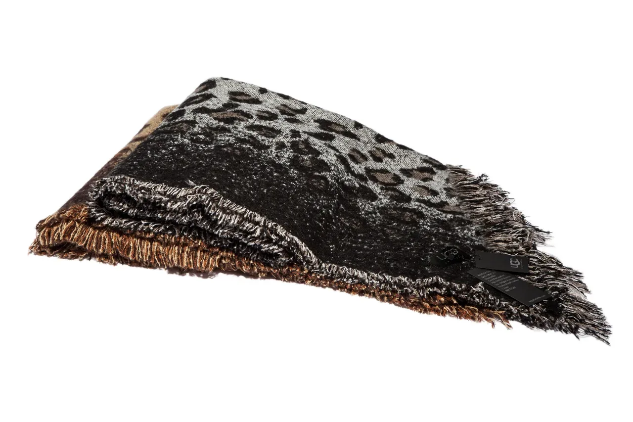Beige Brown Knitted Leopard Print Scarve 13