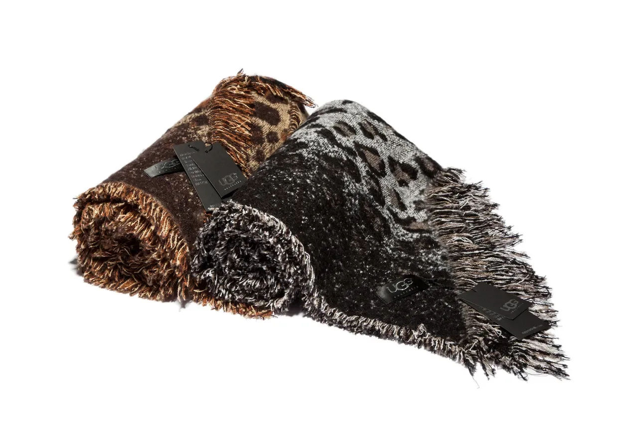 Beige Brown Knitted Leopard Print Scarve 14