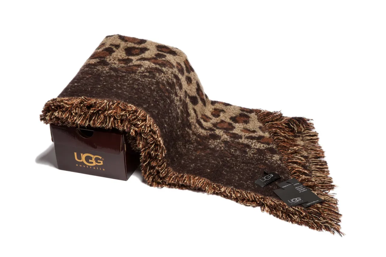 Beige Brown Knitted Leopard Print Scarve 15