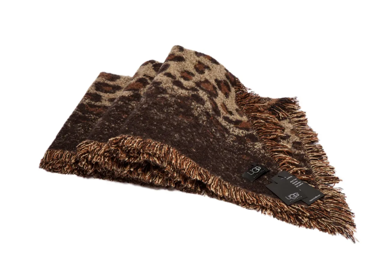 Beige Brown Knitted Leopard Print Scarve 16