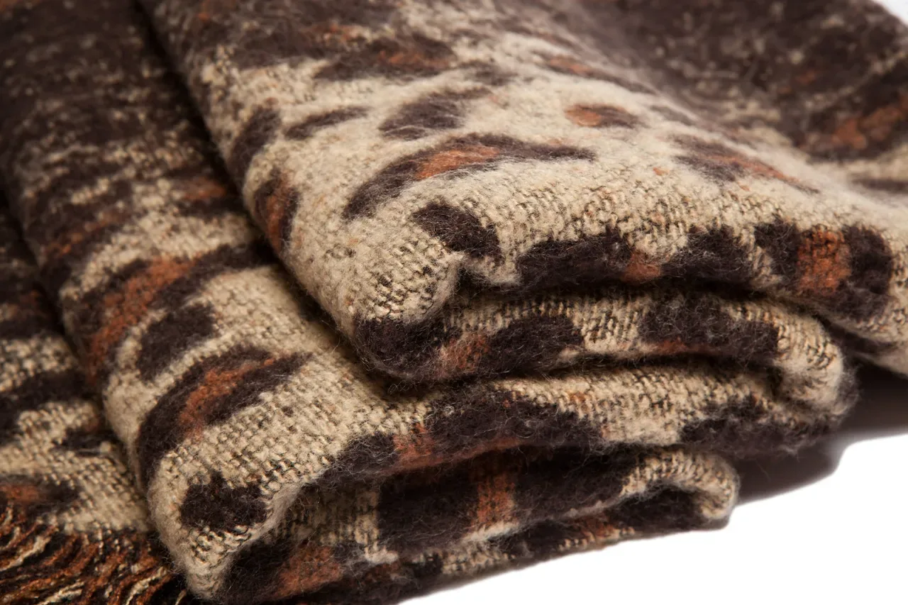 Beige Brown Knitted Leopard Print Scarve 17